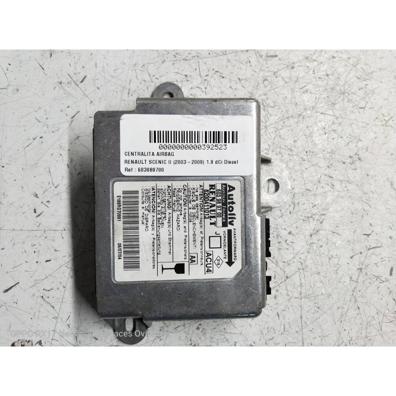 Recambio de centralita airbag para renault scenic ii 1.9 dci diesel referencia OEM IAM 603989700 8200411013 