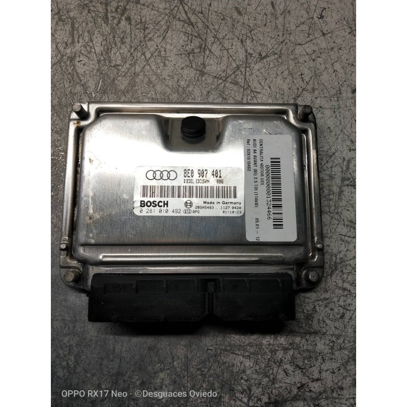 Recambio de centralita motor uce para audi a4 avant (8e) 2.5 tdi (114kw) referencia OEM IAM 0281010492 8E0907401 