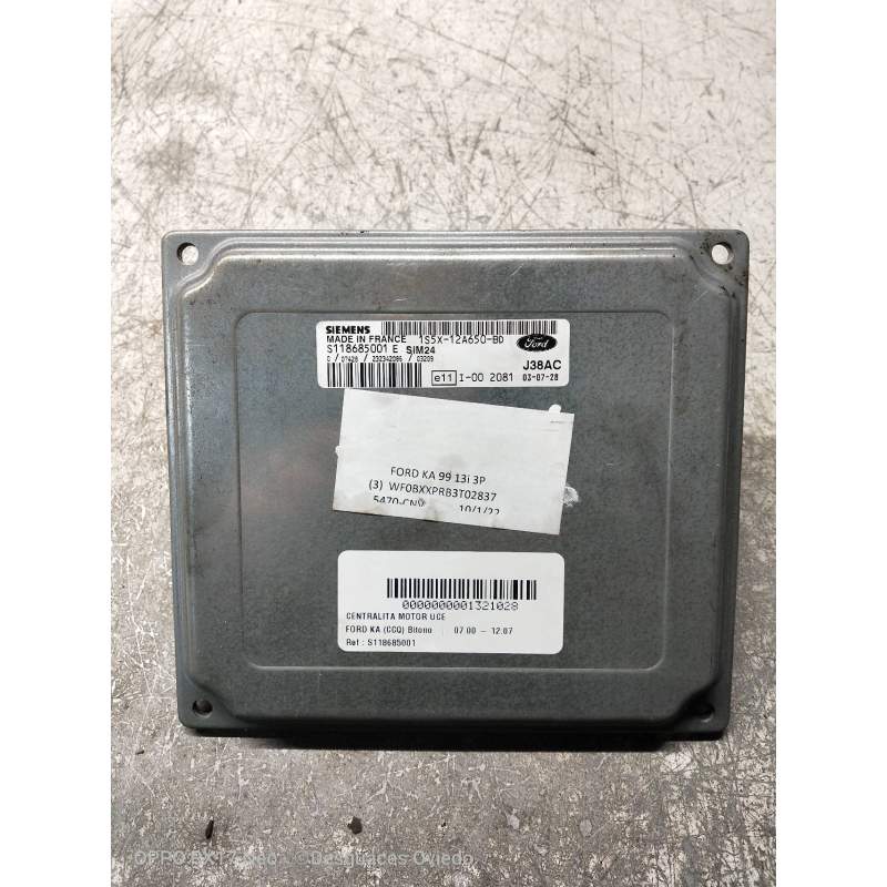 Recambio de centralita motor uce para ford ka (ccq) bitono referencia OEM IAM S118685001 1S5X12A650BD J38AC