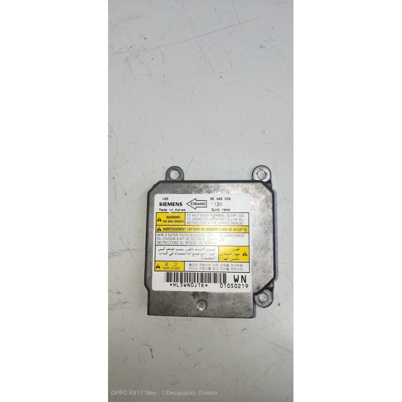 Recambio de centralita airbag para chevrolet evanda cdx referencia OEM IAM 96406536 5WY64040 