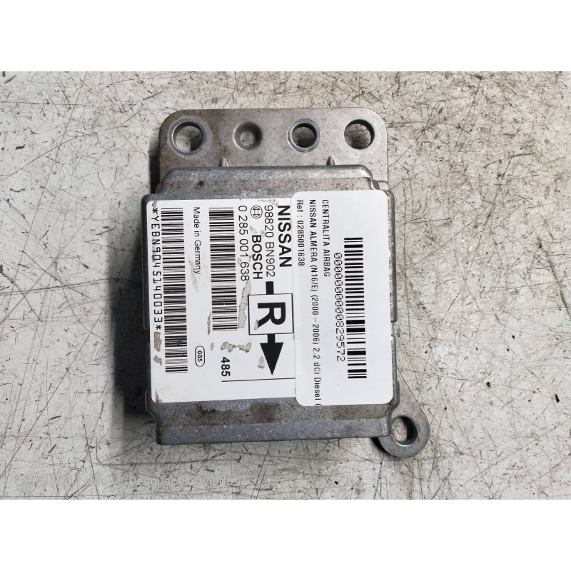 Recambio de centralita airbag para nissan almera (n16/e) 2.2 dci diesel cat referencia OEM IAM 0285001638 98820BN902 