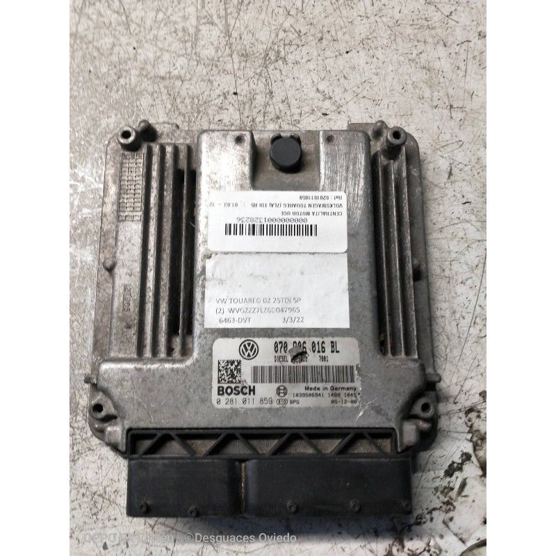 Recambio de centralita motor uce para volkswagen touareg (7la) tdi r5 referencia OEM IAM 0281011859 070906016BL 