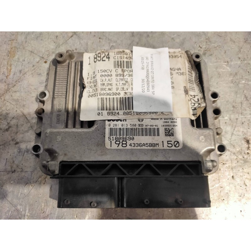 Recambio de centralita motor uce para fiat bravo (198) 1.9 16v dynamic multijet referencia OEM IAM 0281013580 51809690 4336A5BBM