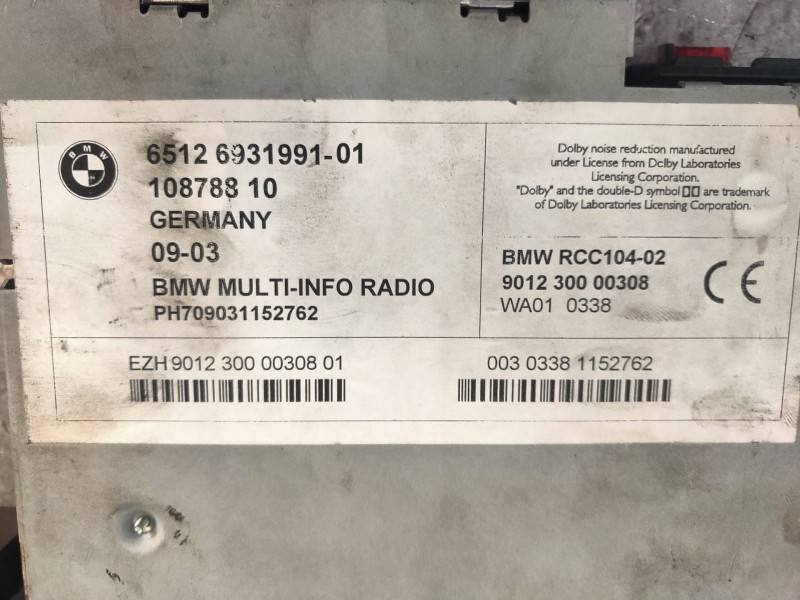 Recambio de sistema audio / radio cd para bmw serie 3 compact (e46) 316ti  montana referencia OEM IAM 6512693562701 10878810 901