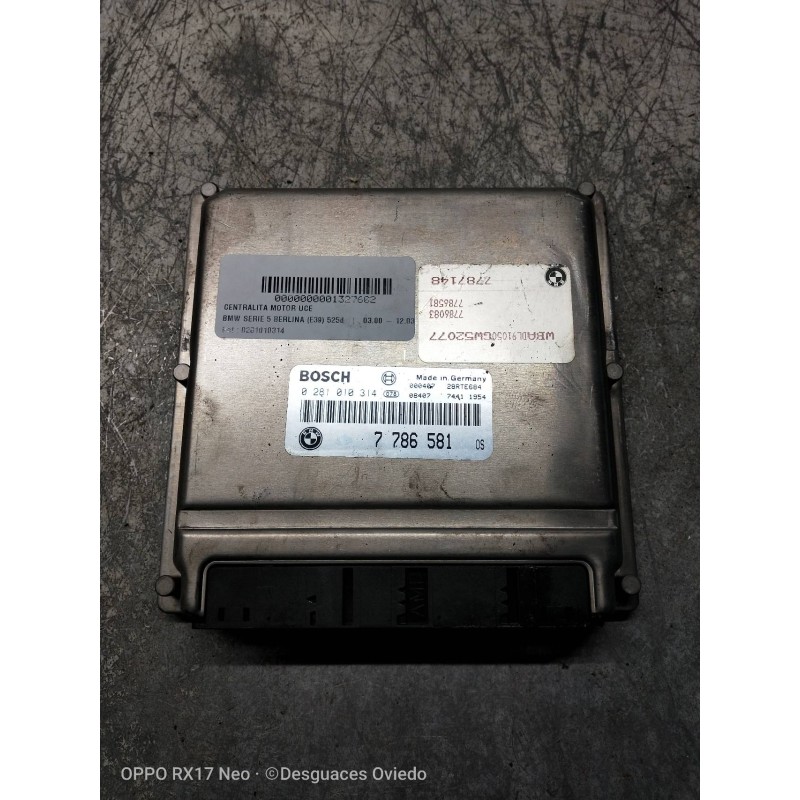 Recambio de centralita motor uce para bmw serie 5 berlina (e39) 525d referencia OEM IAM 0281010314 7786581 