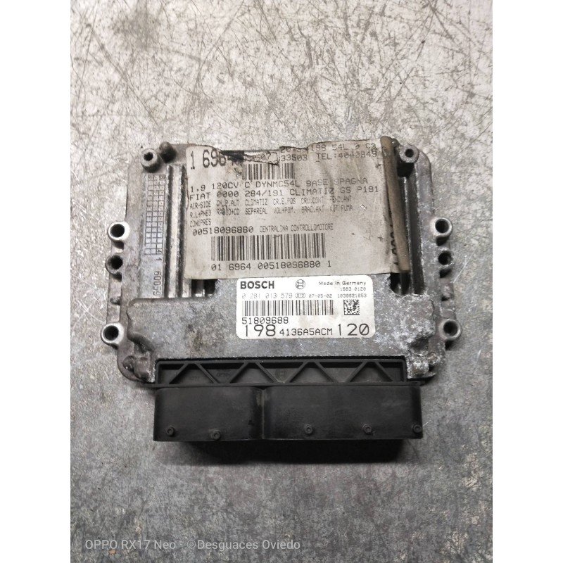 Recambio de centralita motor uce para fiat bravo (198) 1.9 8v dynamic multijet mit paket sport referencia OEM IAM 0281013579 518