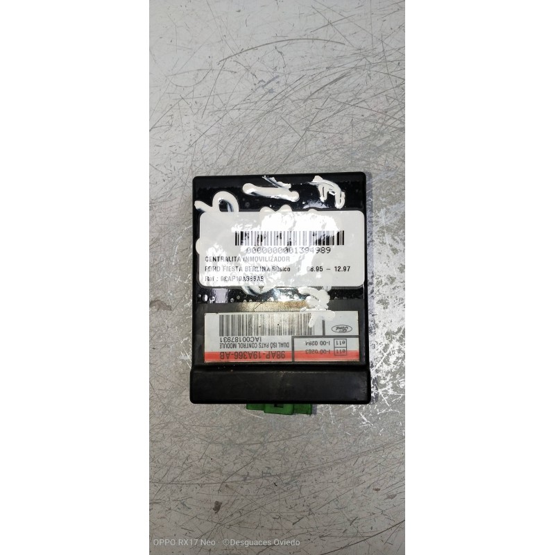 Recambio de centralita inmovilizador para ford fiesta berlina básico referencia OEM IAM 98AP19A366AB IAC00187931 