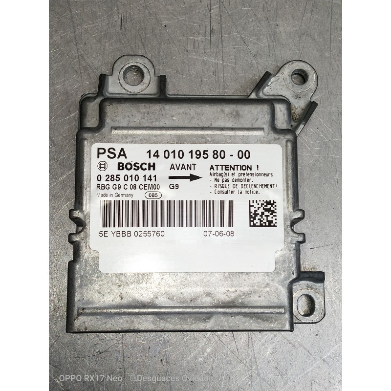 Recambio de centralita airbag para peugeot expert kasten furg. referencia OEM IAM 1401019580 0285010141 