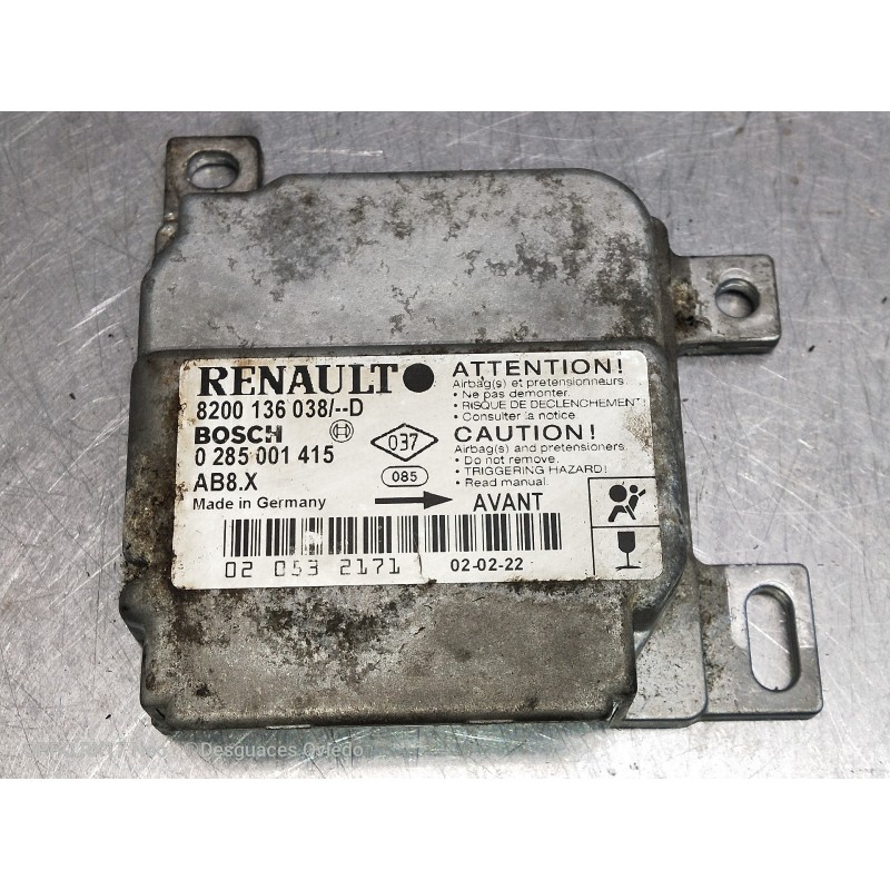 Recambio de centralita airbag para renault clio ii fase ii (b/cb0) authentique referencia OEM IAM 8200136038 0285001415 02053217