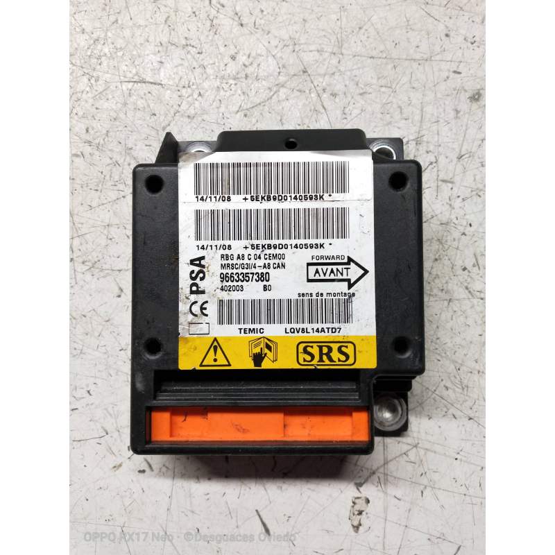 Recambio de centralita airbag para citroën c3 referencia OEM IAM 9663357380  