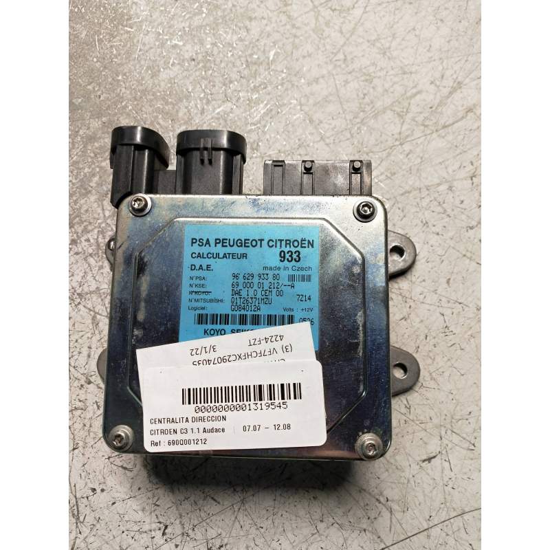 Recambio de centralita direccion para citroën c3 1.1 audace referencia OEM IAM 690Q001212 9662993380 KOYO 933