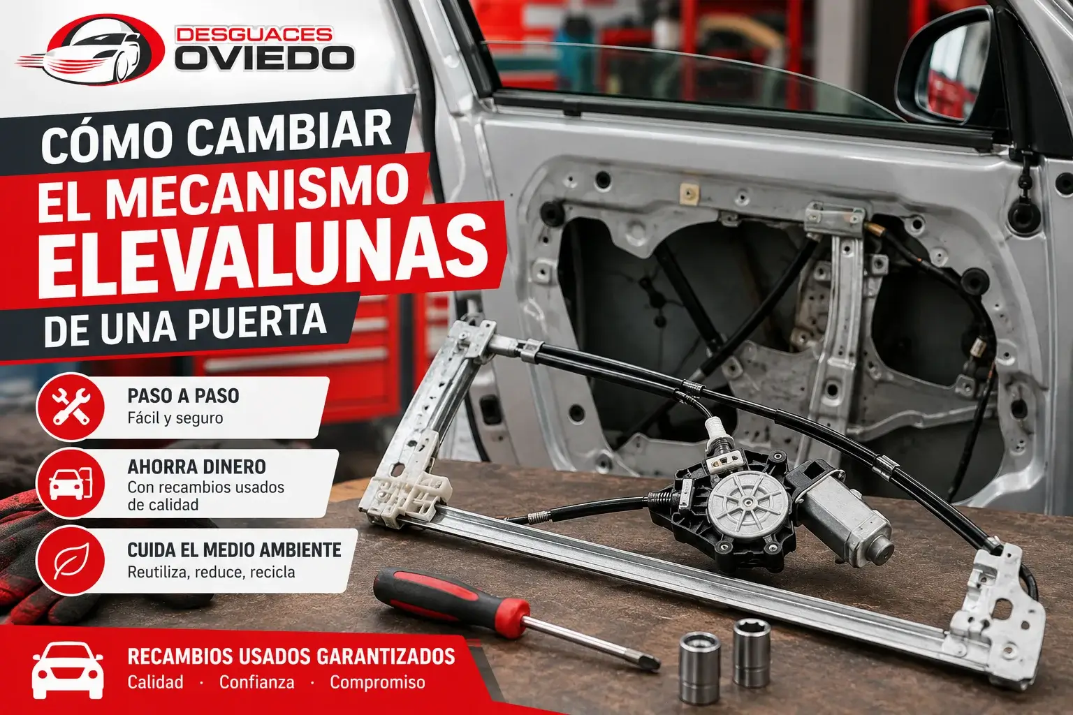 Cómo cambiar el mecanismo elevalunas de una puerta